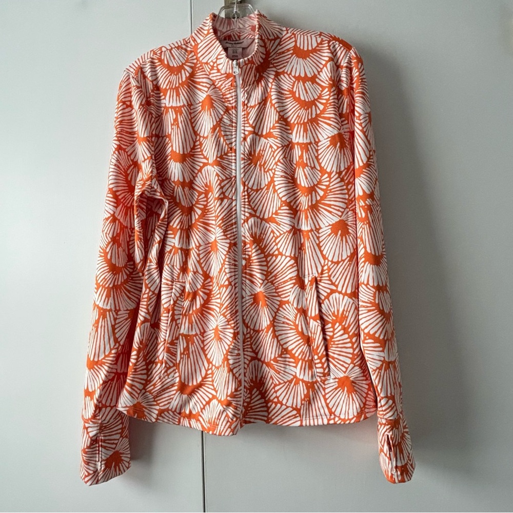NWT Women's Tommy Bahamas Golf UPF 50 Tropical Orange Zip Jacket XL